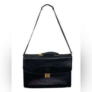 Vintage Trento Briefcase Black Leather Messenger Satchel Bag Carry Handle Strap